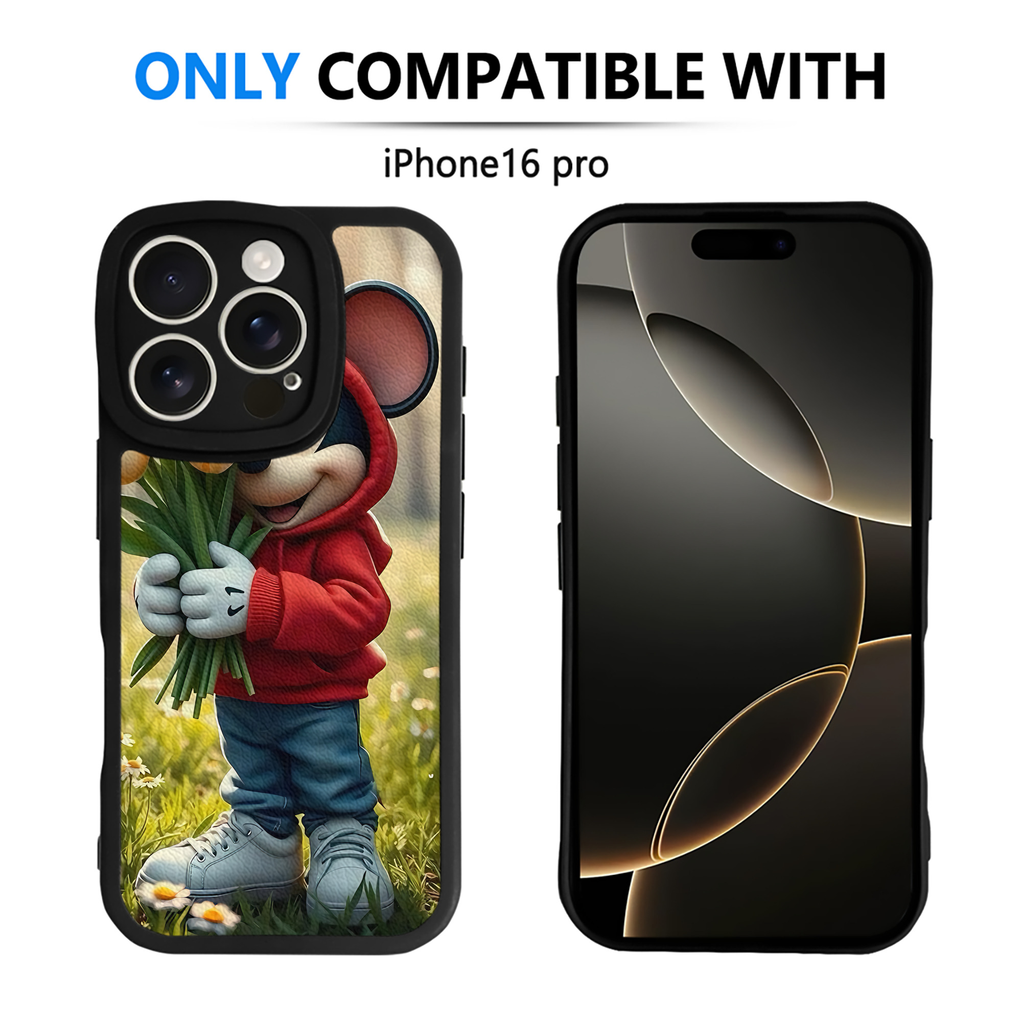 （画像用） ミッキーマウス Mickey Mouse 【iPhone 16シリーズ対応】シリコンスマホケース（レザー調） 材質：シリコン
